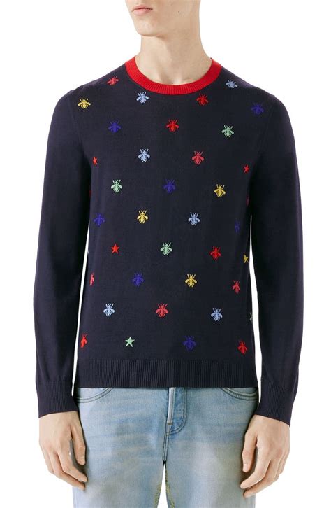 gucci sweater christmas|Gucci bee embroidered sweater.